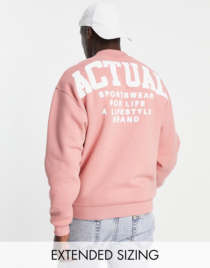 ASOS Actual oversized sweatshirt with sports for life print in pink