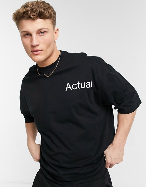 ASOS Actual oversized t-shirt in black with front and back print