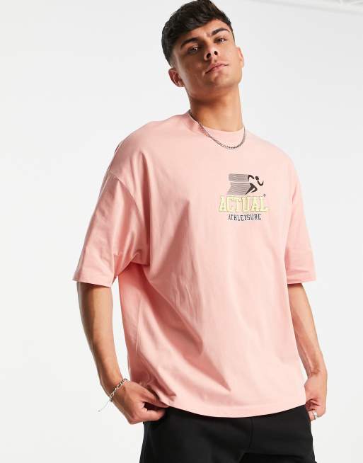 ASOS Actual - Oversized T-shirt met 'Actual Athleisure'-logoprint in rosette roze, 2 van 4