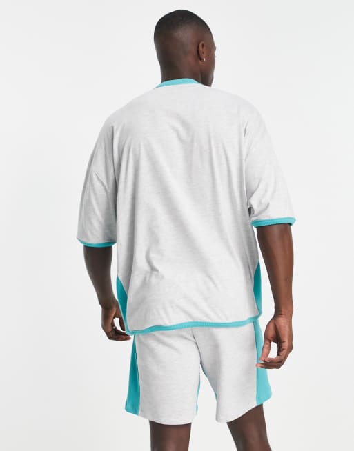 ASOS - Actual - Oversized T-shirt met geribbelde inzetstukken en prints in multi, deel van co-ord set, 2 van 4