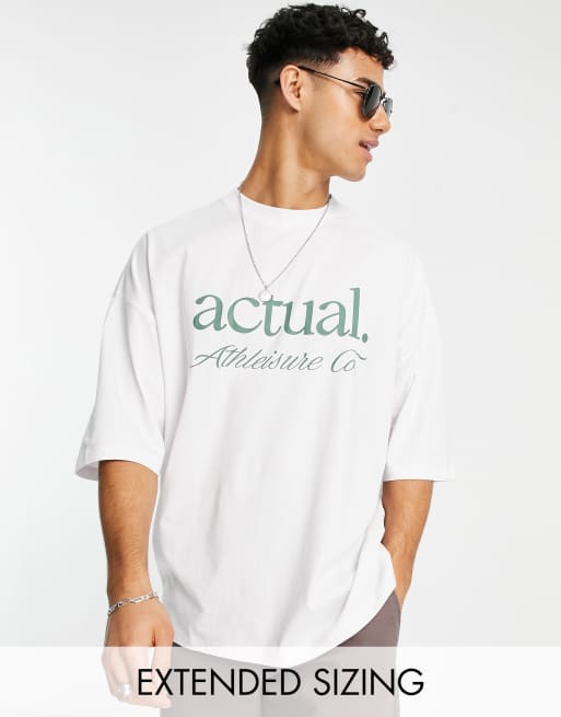 ASOS Actual - Oversized T-shirt met grafische logoprint in wit