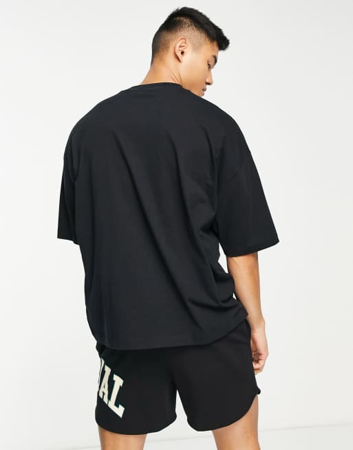 ASOS Actual - Oversized T-shirt met logoprint in zwart, deel van co-ord set, 2 van 4