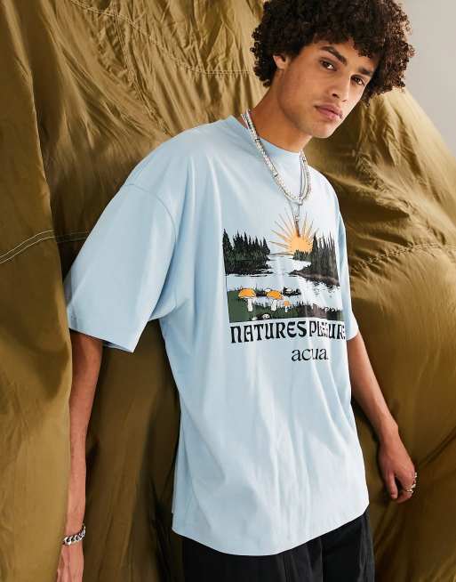 ASOS Actual - Oversized T-shirt met 'Natures'-print op de voorkant in blauw
