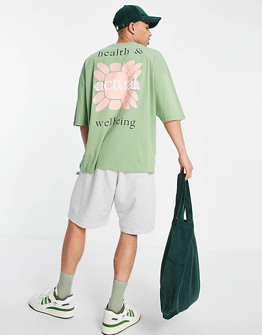 ASOS Actual oversized T-shirt with back graphic print in green | ASOS
