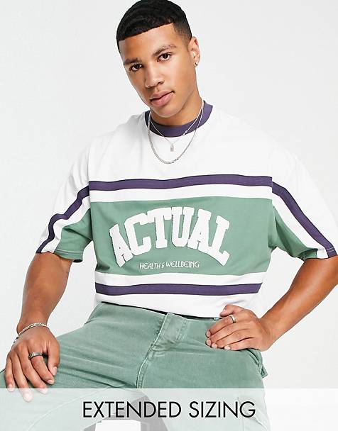 ASOS Actual oversized t-shirt with cut and sew detail and boucle logo in multi