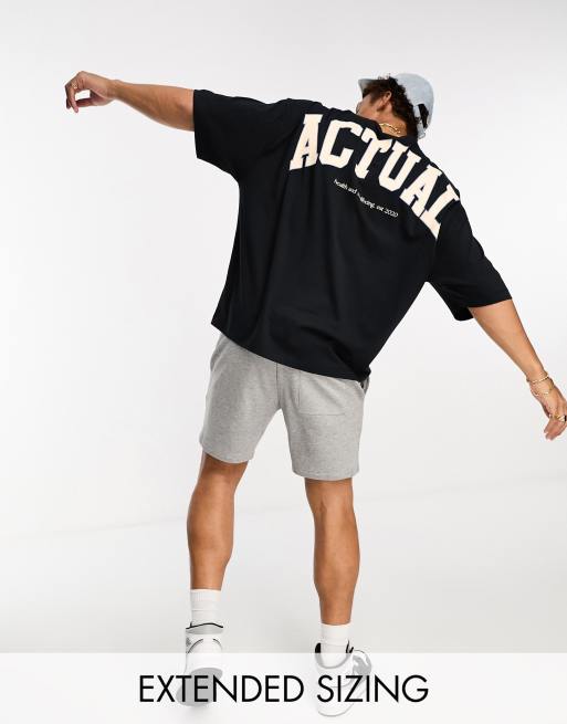 ASOS Actual Oversized Heavyweight Brushed Cotton T-Shirt with Large Graphic Print in Black