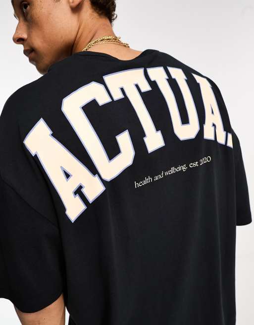 ASOS Actual oversized t-shirt with large logo back print in black, 4 of 4