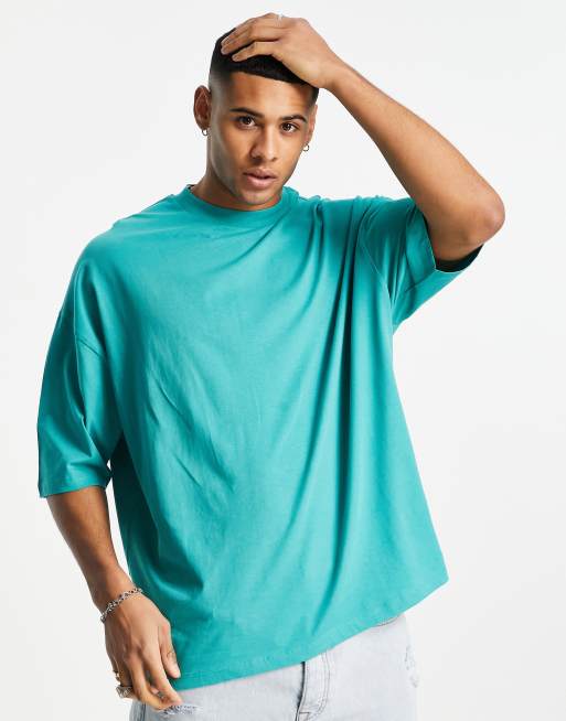 ASOS Actual oversized t-shirt with logo print and graphic in green, 2 of 4