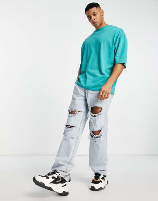 ASOS Actual oversized t-shirt with logo print and graphic in green, 4 of 4