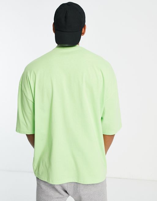 ASOS Actual oversized T-shirt with 'Health & Wellbeing' small chest logo  print in green
