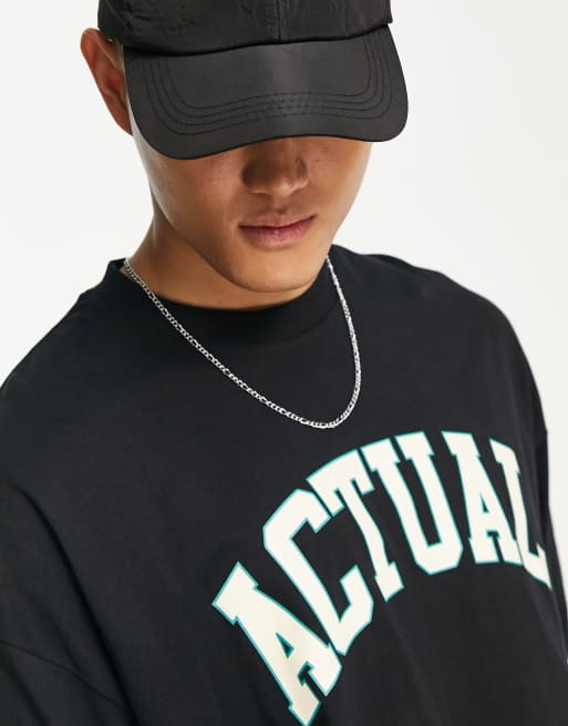 ASOS Actual oversized t-shirt with logo print in black (part of a set), 4 of 4