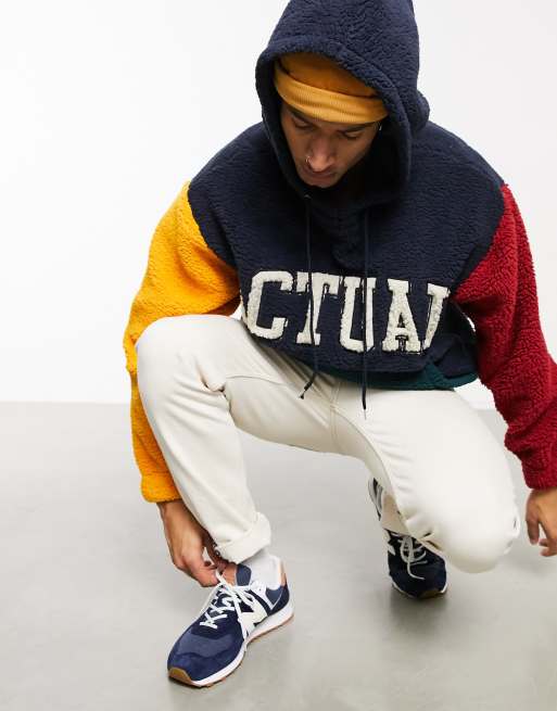 ASOS Actual oversized teddy hoodie with applique logo color