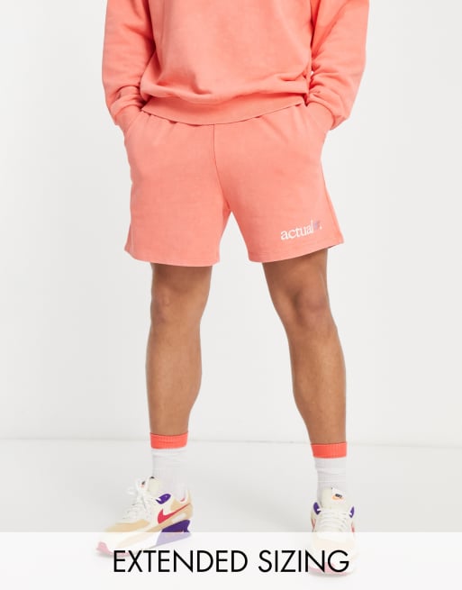 ASOS Actual - Pantaloncini con logo color arancione slavato