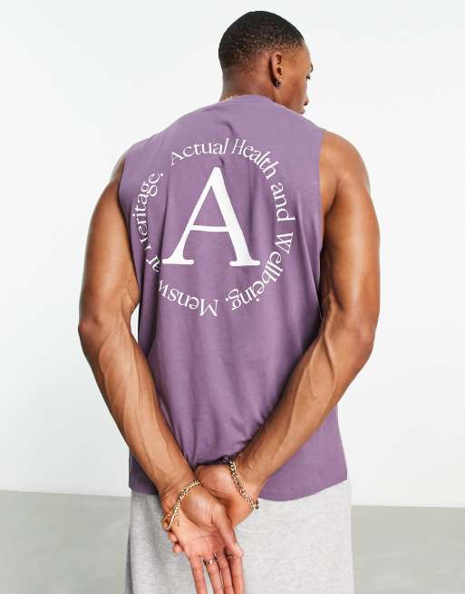 ASOS Actual relaxed singlet with logo circle print in purple