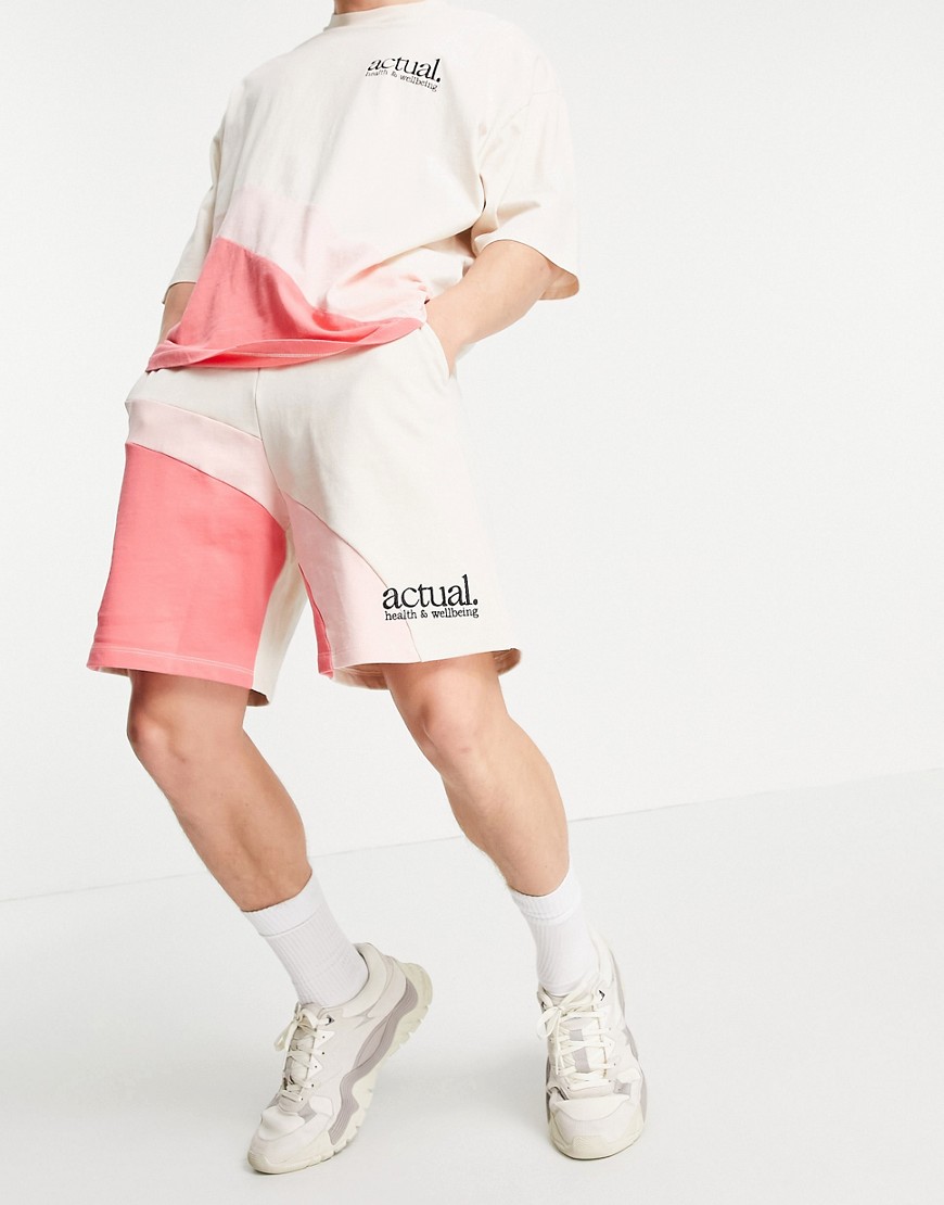 ASOS Actual – Rosa shorts med rundad blockfärgning, del av set-Pink