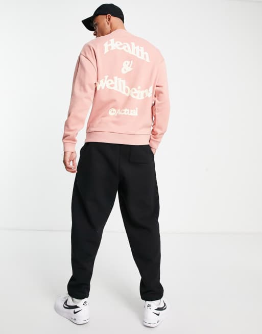 ASOS Actual – Rosa sweatshirt i oversize med Health And Wellbeing-logga baktill, 4 av 4