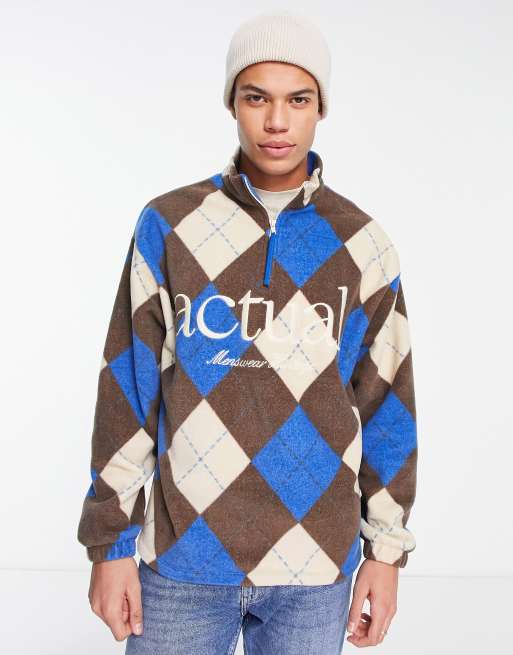 ASOS Actual - Sweat oversize en polaire à col zippé - Multicolore 