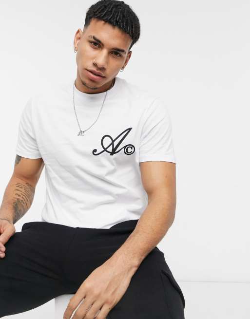 ASOS Actual - T-shirt avec logo sur le devant - Blanc