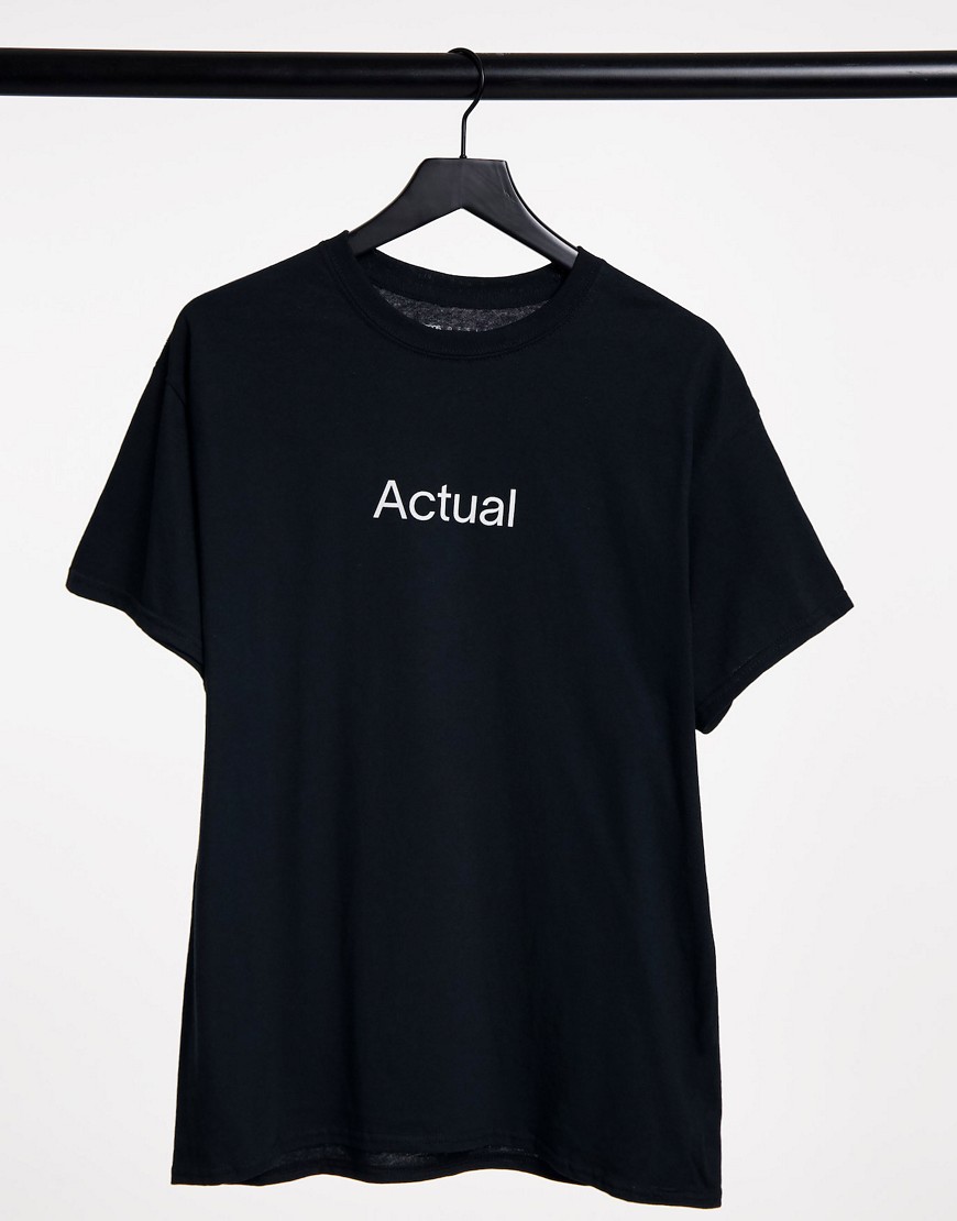 Asos Actual T-shirt In Black With Front Logo Print