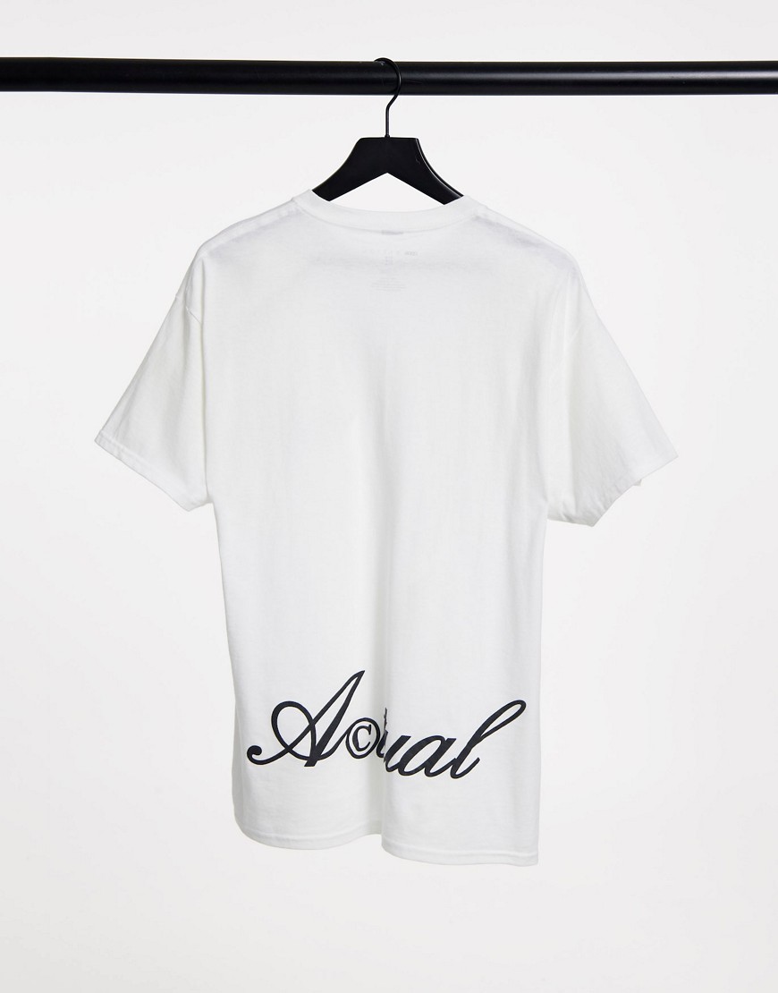 ASOS Actual t-shirt in white with front and back logo print