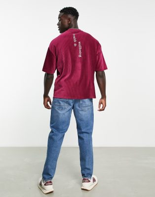 T-shirt oversize a coste rossa con ricamo del logoHealth&Wellbeing-Rosso - ASOS DESIGN T-shirt donna  - immagine2