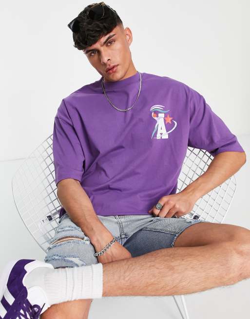 ASOS Actual - T-shirt oversize avec grand logo imprimé au dos - Violet, 2 de 4