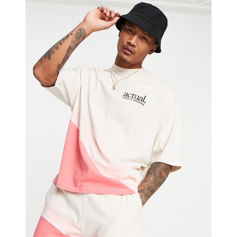 8wZSA T-shirt e Canotte Actual - Coordinato oversize rosa con dettagli color block curvi