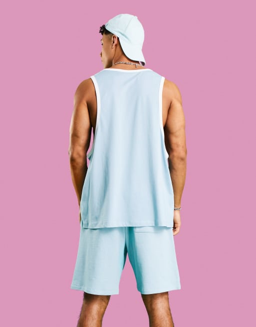 ASOS Actual – Trägershirt in Hellblau mit „Health and Wellbeing“-Grafikprint, 2 von 4