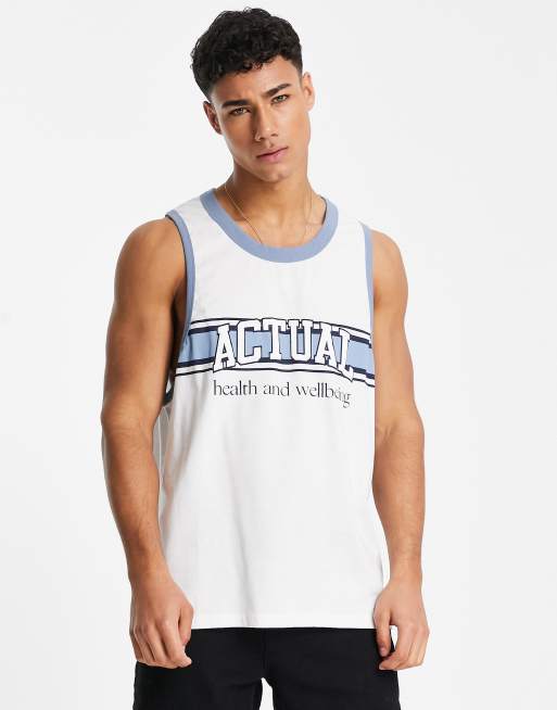 ASOS Actual – Trägertop in Weiß mit Logo-Bahn