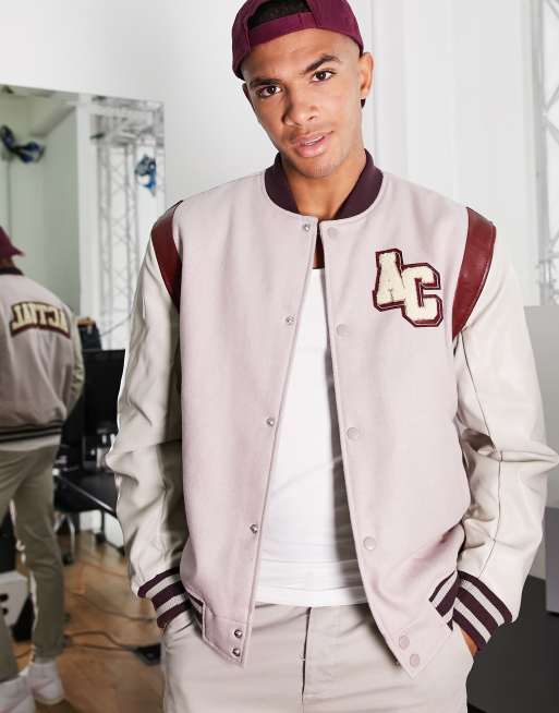 custom Pink baseball varsity /Leather Varsity jacket/New Varsity Letterman  Baseball Jacket