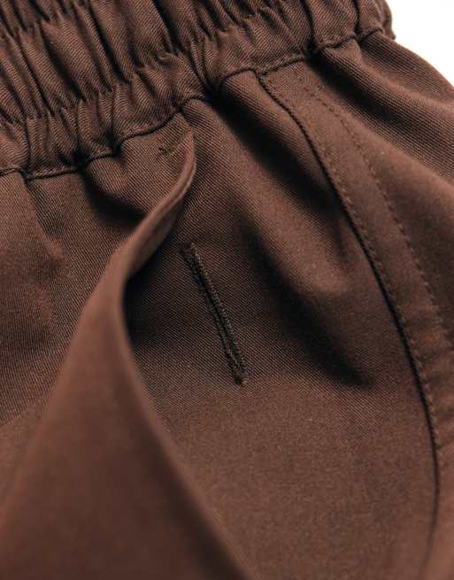 ASOS ADAPTIVE adjusted rise elasticated trouser in chocolate, 7 of 10