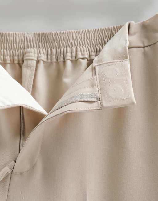 ASOS ADAPTIVE avslappnade avsmalnande kostymbyxor i stone, 7 av 9