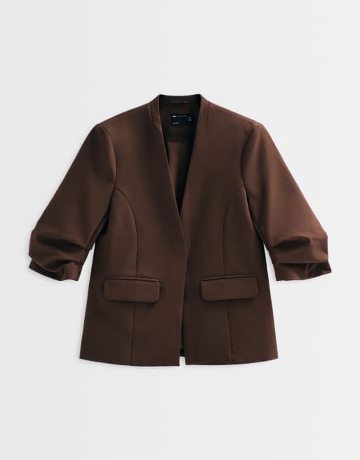 ASOS ADAPTIVE blazer senza colletto color cioccolato, 7 di 10