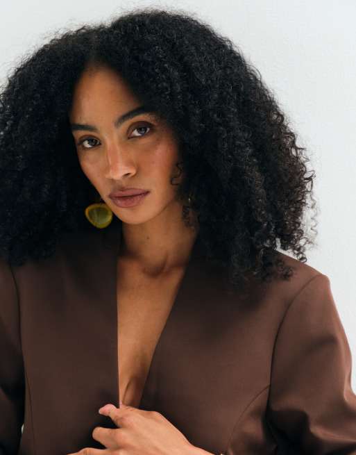 ASOS ADAPTIVE collarless blazer in chocolate, 4 of 10