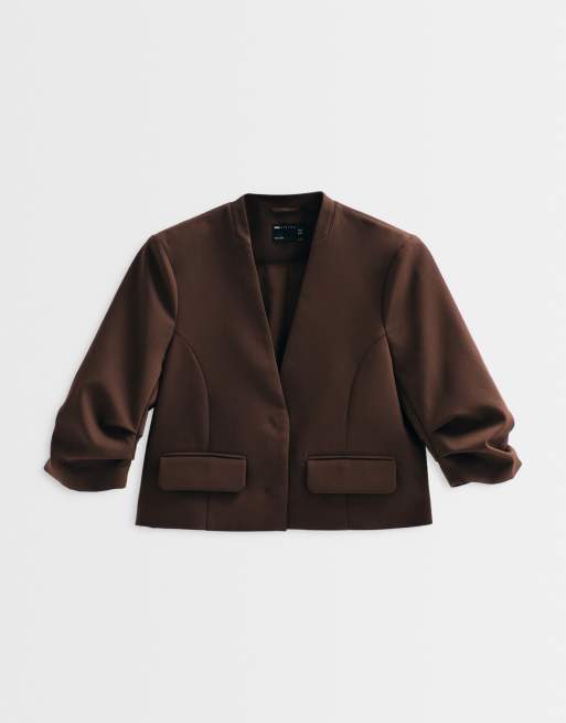 ASOS ADAPTIVE cropped blazer in donkerbruin, 4 van 7