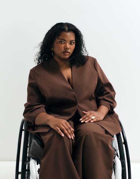 ASOS ADAPTIVE Curve blazer sans col en chocolat - view 1