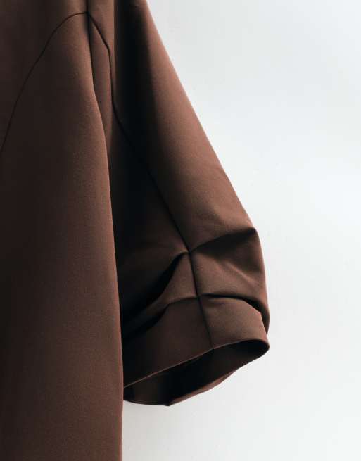 ASOS ADAPTIVE Curve blazer sans col en chocolat, 10 de 11