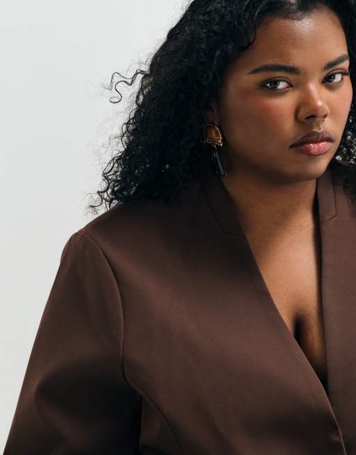 ASOS ADAPTIVE Curve blazer sans col en chocolat, 5 de 11