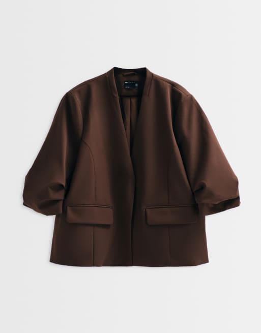 ASOS ADAPTIVE Curve blazer zonder kraag in donkerbruin, 6 van 11