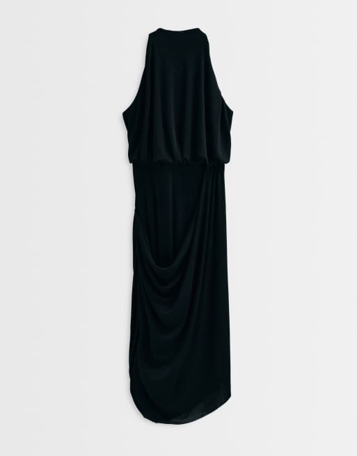 ASOS ADAPTIVE Curve gedrapeerde wikkeljurk van soepele jersey in zwart, 7 van 9