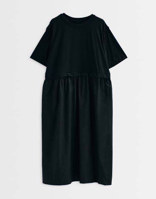 ASOS ADAPTIVE Curve jersey hybrid T-shirt midi dress in black, 6 of 9
