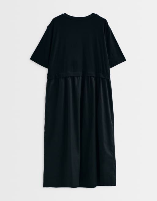 ASOS ADAPTIVE Curve jersey hybrid T-shirt midi dress in black, 7 of 9