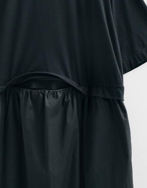 ASOS ADAPTIVE Curve jersey hybrid T-shirt midi dress in black, 9 of 9