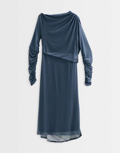 ASOS ADAPTIVE Curve Maxikleid aus Mesh mit Drapierung und Platzierungsprint, 6 von 9