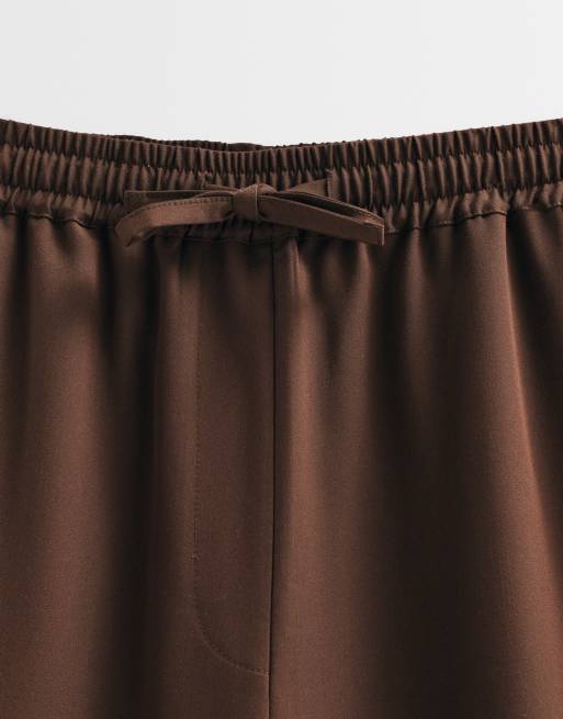 ASOS ADAPTIVE Curve pull on elasticated waistband trouser in chocolate, 9 of 10