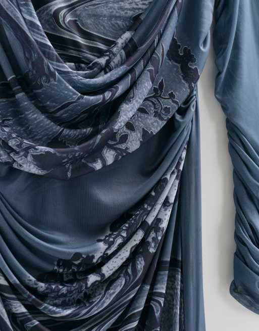 ASOS ADAPTIVE Curve robe longue en tulle drapé à imprimé placé, 7 de 9