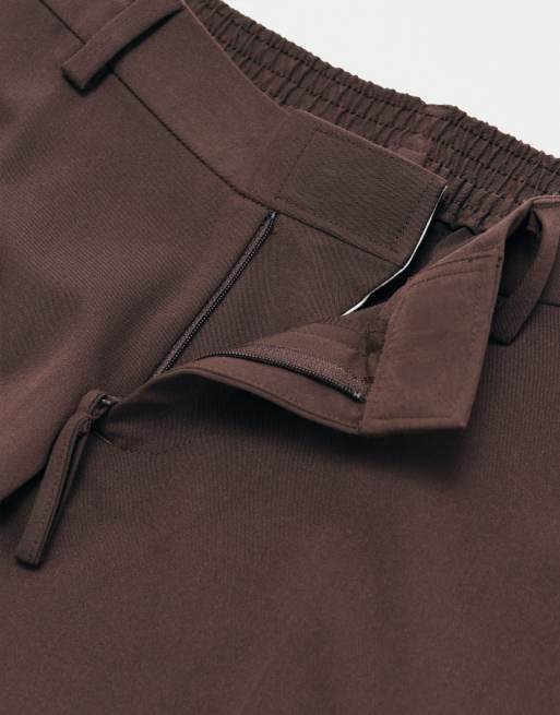 ASOS ADAPTIVE dopasowane spodnie relaxed tapered w kolorze brązowym, 9 z 9