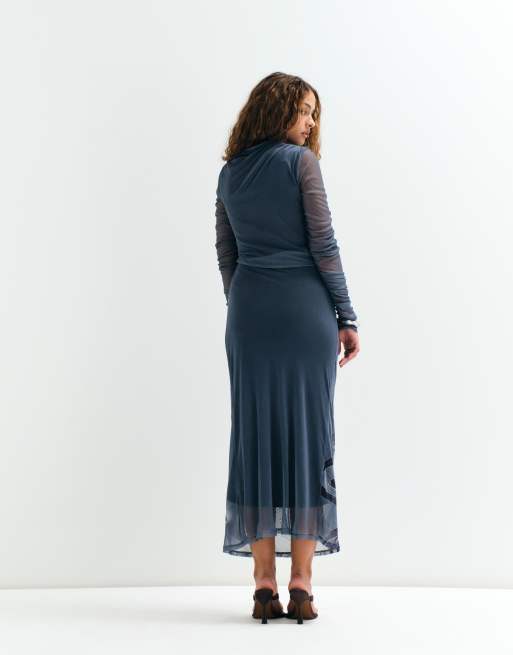 ASOS ADAPTIVE drape mesh maxi dress in placement print, 4 of 10