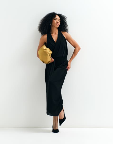ASOS ADAPTIVE drape wrap slinky jersey dress in black - view 1