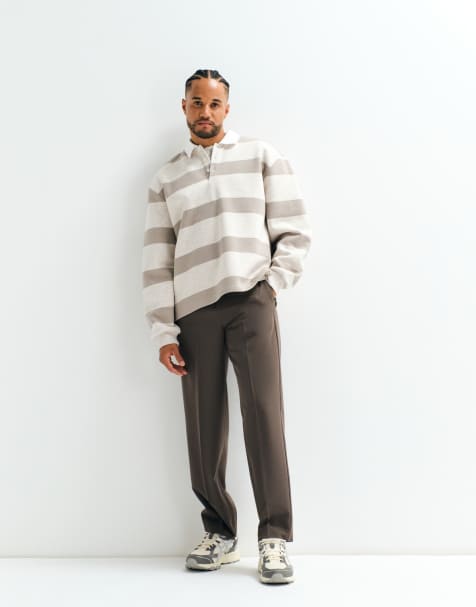 ASOS ADAPTIVE figursydda avslappnade avsmalnande byxor i beige - view 1